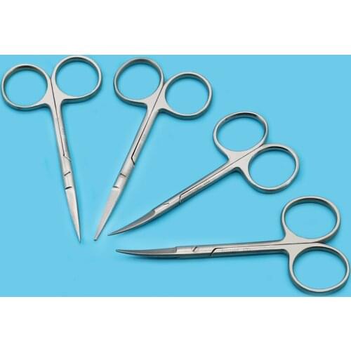 Suzhou strong ophthalmic application of stainless steel scissors eyelid ophthalmic scissors 10cm straight tip curved tip circle