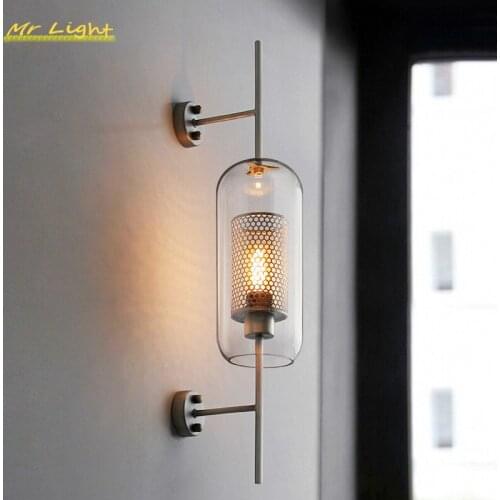 American Country LED Wall Lamp Nordic Minimalist Glass Wall Lights Lighting Bedroom Living Room Bedside Aisle LOFT Deco Wandlamp