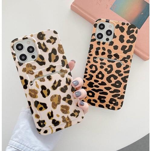Vintage Leopard Phone Case For iPhone 12 Pro Max 11 Pro Max XR XS Max 7 8 Plus SE 2 Matte Soft Wallet Card Case Coque