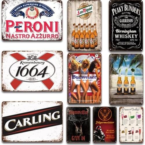 Vintage Peroni Beer Poster Shop Metal Signs Vintage Tiki Bar Pub Restaurant Decor Tin Plate Retro Kitchen Wall Sticker Plaque