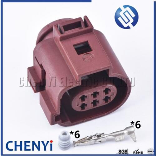 Brown 1 set 6 Pin 1.5mm female Automotive waterproof connector Harness plug 1J0973713A For VW Audi 1J0 973 713 A