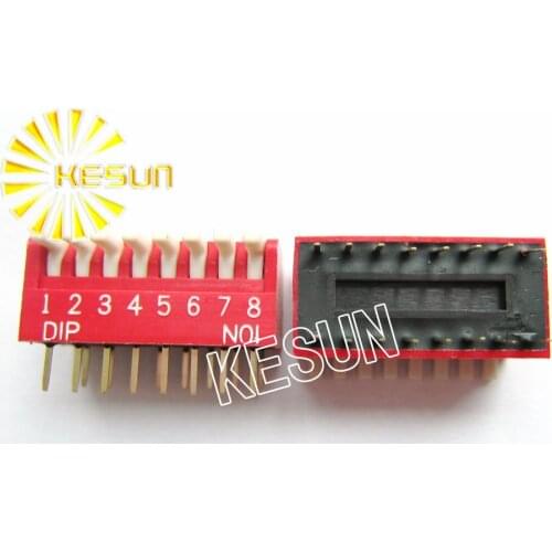 China Quality DP-08 Red 8P DIP Switch 2.54mm DIP-16 8 Position Encoder Switch x 100PCS