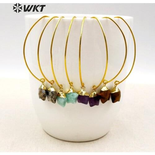 WKT WT-E408 Natural Stone Star Shape Elegant Earrings 2018 New Fashion Design Cute Women Jewelry for Gift oorbellen