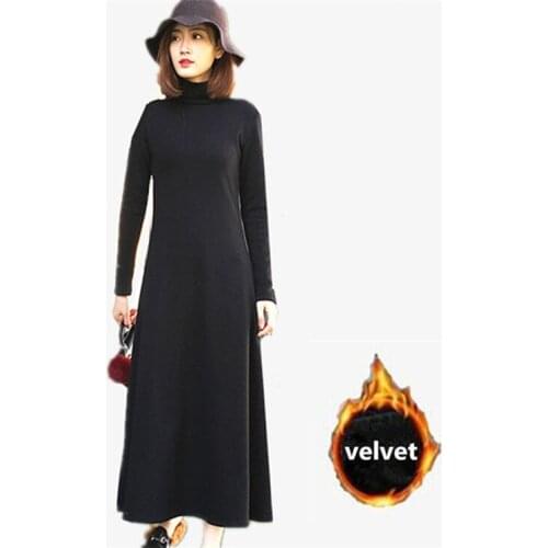 Winter Dress 2020 Women Turtleneck Long Maxi Dresses Ladies thickening velvet dress plus size M-8XL Casual Autunm dress Vestidos
