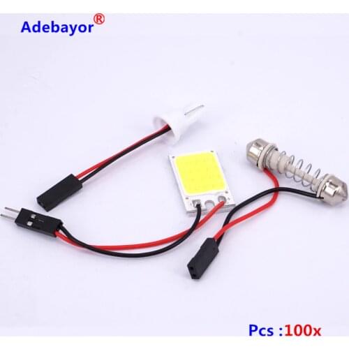 100 sets Reading Light COB Chip 16 SMD Car LED Interior Panel Dome T10 Festoon led Car Vehicle LED Panel Auto light source