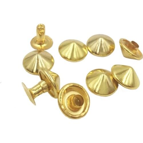 1000sets 10mm wholesale Golden Metal Cone Rivets Studs Spots Nailhead Spikes Bracelet Clothes Garment Rivets clothing Bag