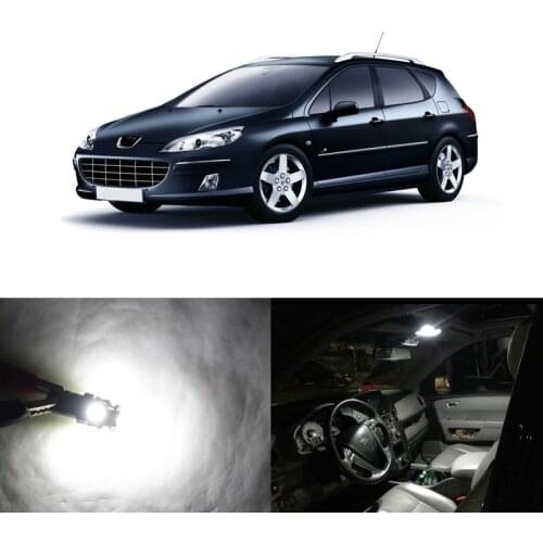 11PCs Auto White Led CANbus Package Interior Light Bulbs For Peugeot 407 SW 2004-2010