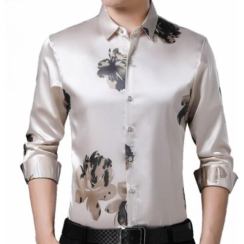 2021 Brand Long Sleeve Men Social Shirt Spring Streetwear Casual Floral Shirts Dress Mens Slim Regular Fit Clothes Fashions