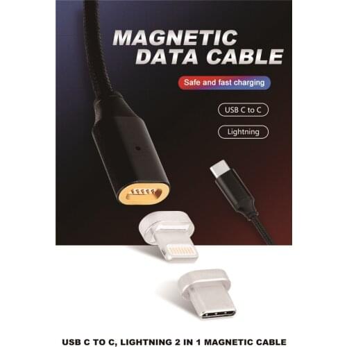 3 in 1 USB C Magnetic Type-C to Type-C/Lightning/MicroUSB Fast-Charge Cable for iPhone XS Max XR, Xiaomi Mix, Huawei Mate Pro