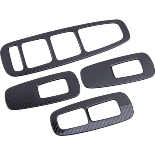 4pcs Carbon Fiber Style Car Inner Window Lift Switch Panel Cover Trim Frame Fit For Hyundai Sonata 2020 2021