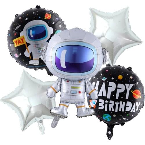 5pcs Outer Space Balloons Rocket Astronaut UFO Foil Balloon Space Theme Baby Shower Anniversary Birthday Party Decorations