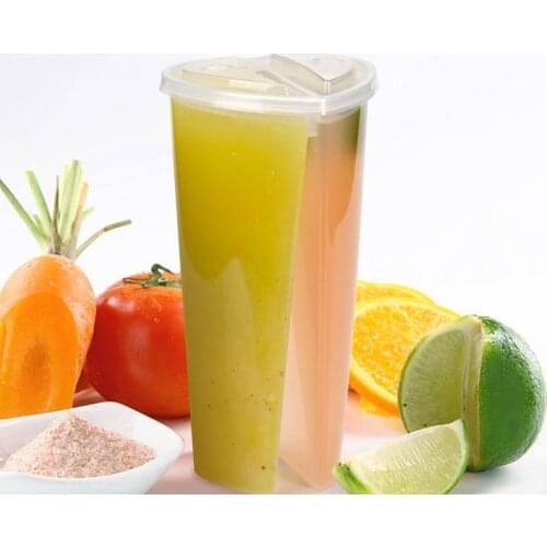 600ML Heart Shaped Double Share Cup Transparent Plastic Disposable Cups with Lids Milk Tea Juice Cups for Lover Couple SN149