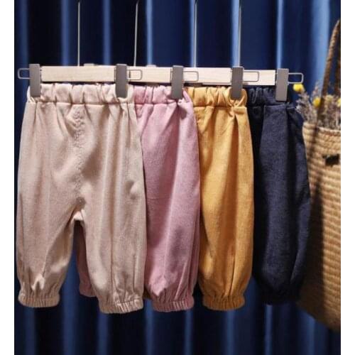 Girls boys pants trousers spring autumn childrens baby kids Corduroy casual sportswear thin loose pants trousers pants P4 183