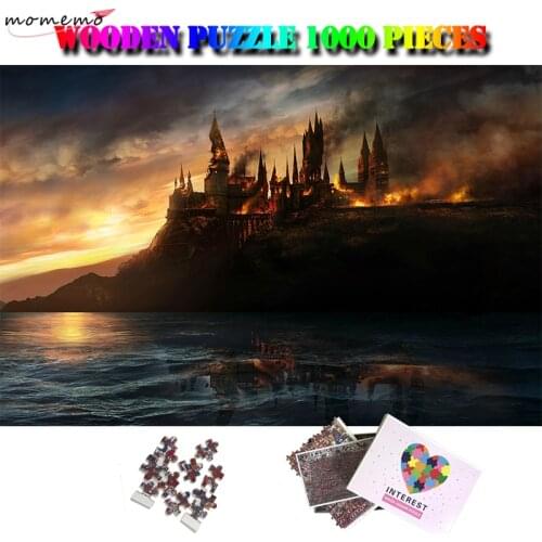 MOMEMO Battle At Hogwarts Wooden 1000 Pieces Jigsaw Puzzle Adults Interesting Puzzle Toys 1000 Piece Brain-challenging Puzzles