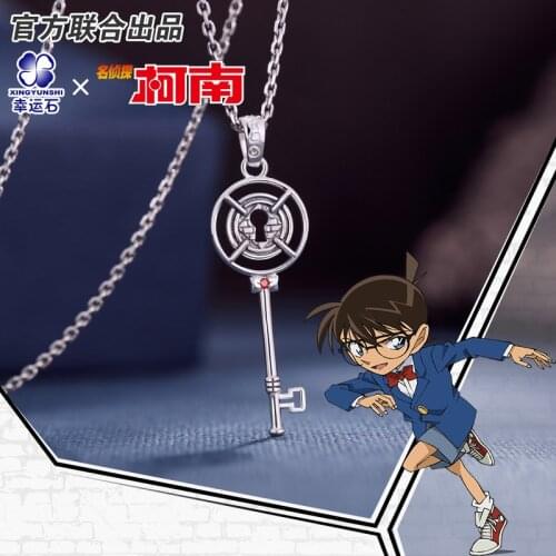 [Detective Conan] Anime Conan Pendant Necklace 925 Sterling Silver Manga Role Kid Kaito Shinichi Shuichi Action Figure Gift
