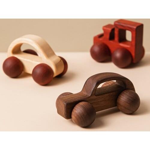 Baby Wooden Toys Beech Wood Car Blocks Cartoon Van Educational Montessori Toys Children Baby Teething Newborn Birthday Gift