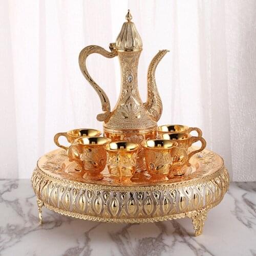 European-style wine set metal hotel household golden flagon wine glasses banquet supplies pattern