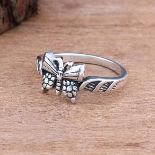 FDLK Vintage Copper Butterfly Design Ring Retro Finger Rings for Women Trendy Wedding Engagement Jewelry