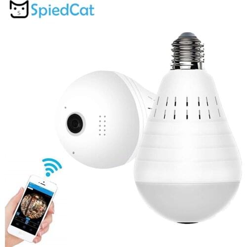 HD Wireless IP Wifi Mini 360Degree Panoramic Fisheye Night Vision Lens Bulb Lamp P2P CCTV Home Baby Security Surveillance Camera