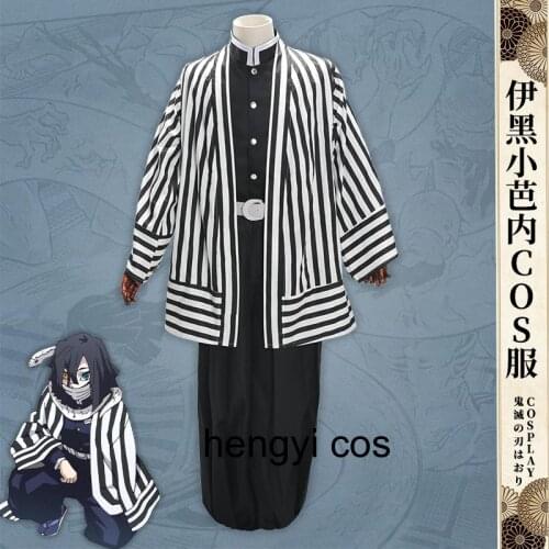 Guro Obanai Cosplay Kimono Top Pants Belt Set Anime Kimetsu No Yaiba Halloween Cosplay Costmue Demon Slayer Big Size Haori