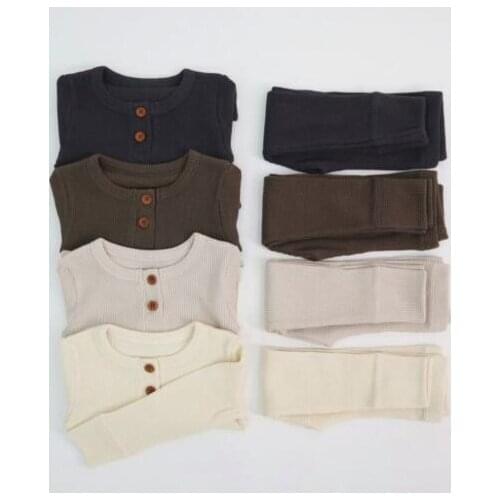 Kids Clothes Sets Japanese Style New Autumn Winter Baby Boys Cotton Knit T-shirt Tops + Pants Outer Wear Home Suit Girl Outfits