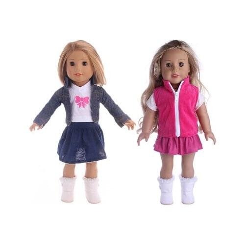 2021 New Pattern Clothes Denim+T-shirt+skirt Three Piece Set Fit 18 Inch American&43cm Baby New Born Doll Clothes Accessories