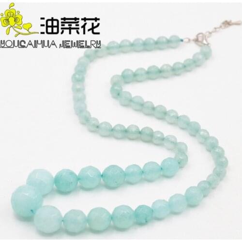 Beautiful Round 6-14MM Green Amazons Chalcedony Stone Necklace Bead Necklace DIY Fashion Jewelry Making Design Mothers Day Gift