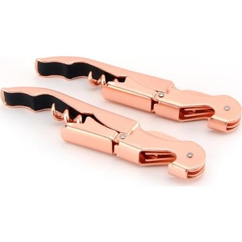 Kitchen Bar Tool Non-slip Handle Double Hinged Beer Red Wine Opener Stainless Steel Corkscrew Knife Pulltap LX8329