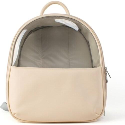 066F Pu Leather Fashion Cat Bag Simple Breathable Portable Pet Backpack Outdoor Travel Transparent Space Bags