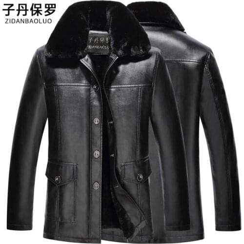 Mens leather jacket motorcycle coat men jackets Autumn winter Plus velvet Thick fur collar clothes jaqueta de couro fashion