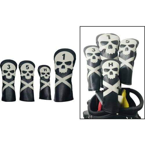 Set of 4 Golf Skull Driver Wood Headcover Cover Guard for Drivers Hybrid