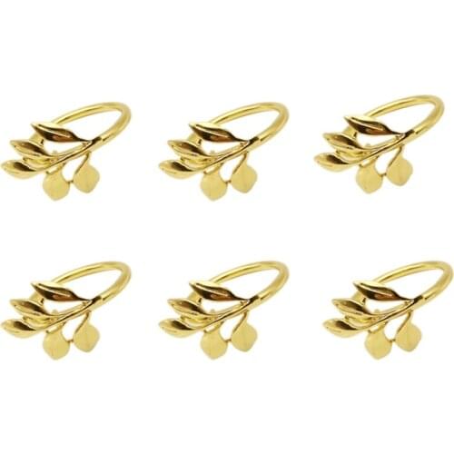 New 6Pcs/Lot Hotel Napkin Ring Napkin Holder Fall Leaves Napkin Buckle Christmas Wedding Party Gold Napkin Circle Dinner Table D