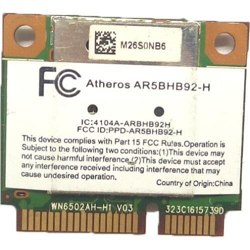 Atheros AR5BHB92-H 300Mpbs 802.11a/b/g/n 2.4G/5G Mini PCIE Wireless N Card AR9280 For windows/Mac wifi module SPS 580102-001