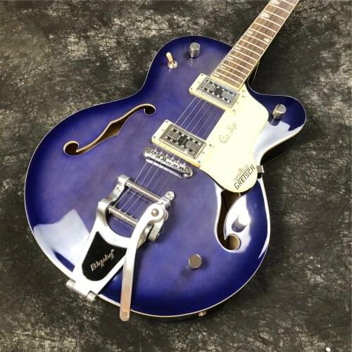 New Arrival Blue G5 Electric Guitar,Bigsby Bridge Double F Holes Hollow Body Jazz Guitar