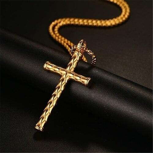 Necklace For Men Religious Cross Pendant Choker Stainless Steel Chian Gold Silver Color Cross Necklace Fashion Jewelry Wholesale