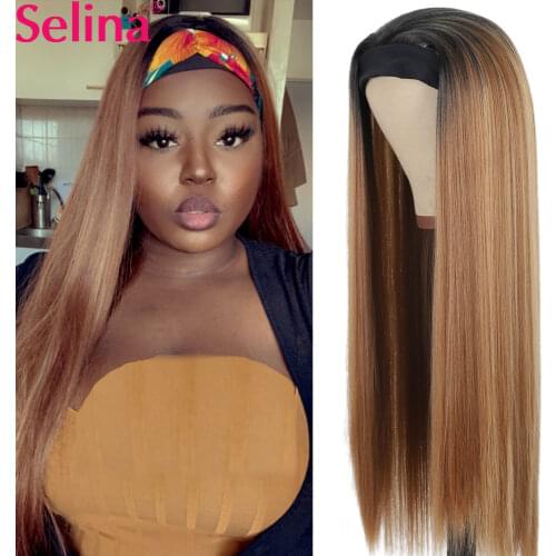 Synthetic Headband Wig with Headband Highlight Wig Ombre Honey Blonde Straight Wigs Daily Cosplay Lotia Wig Heat Resistant Fiber