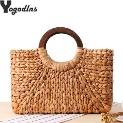 Fashion Summer Straw Bags For Women Retro Cutout Beach Bag Seaside Portable Handbag Handmade Weave Straw Bags Big Capacity