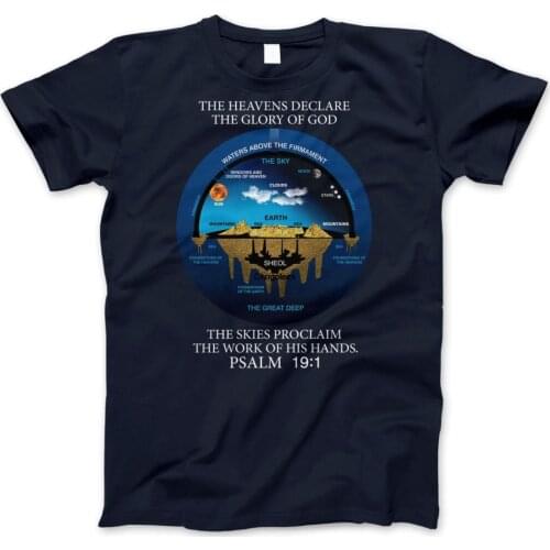 Flat Earth T Shirt Biblical Verse Psalm 191 Ancient Hebrew Concept Tee