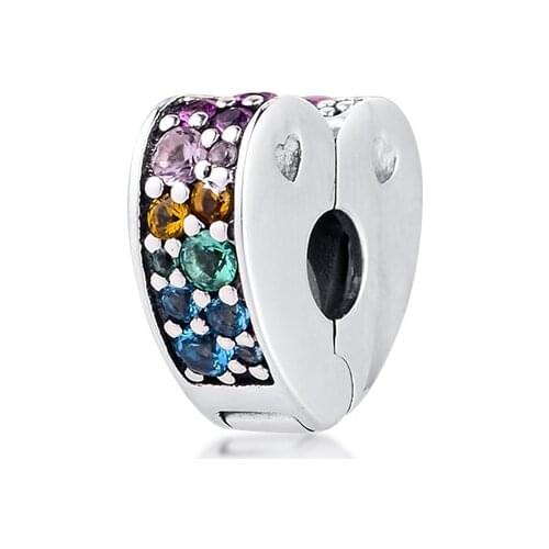 Authentic 925 Sterling Silver Arc Of Love Clip Charms Fits Pandora Bracelet Charmsy Stopper Beads DIY Jewelry Making Kralen