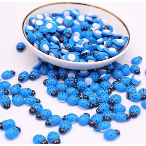 9*13mm Blue Wooden Ladybug Self-Adhesive Sticker Handicrafts Refrigerator Wall Window Decor DIY Wedding Party Supplies 50/100pcs