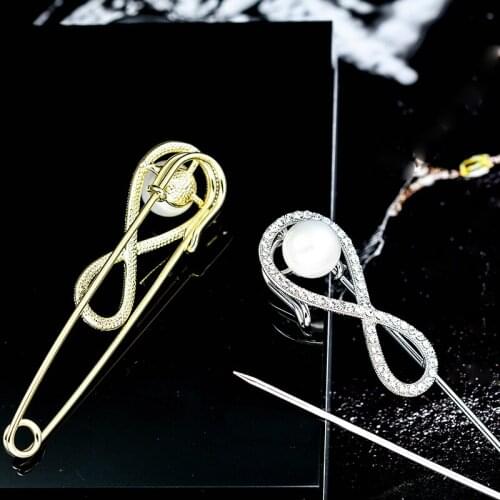 Silver/golden pearl pin for coat shawl Brooch Broche Clothings Accessories gift