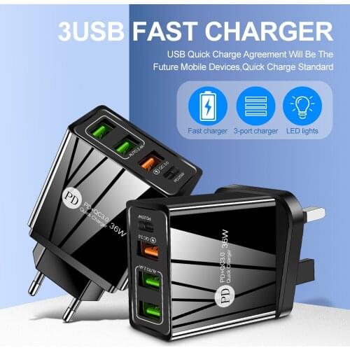 20W Quick Charger Type C USB PD Charger for Samsung S20 for iPhone 12 11 XS Max iPad Pro Huawei QC3.0 Fast Wall Charger Adapter