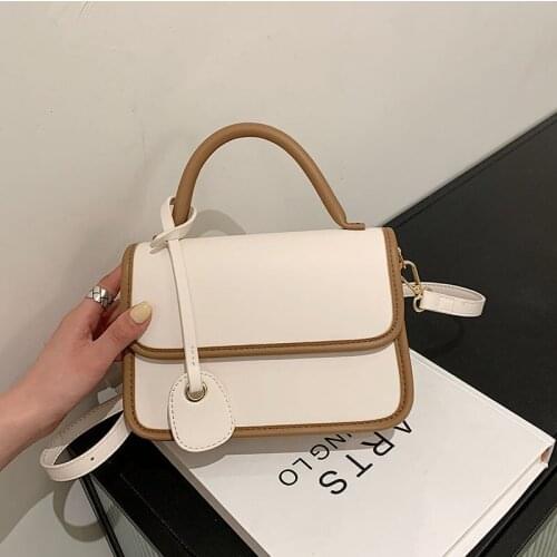 MJ Fashion Women Handbag PU Leather Color Contrast Crossbody Shoulder Bag 2021 Summer New Luxury Designer Female Tote Handbags