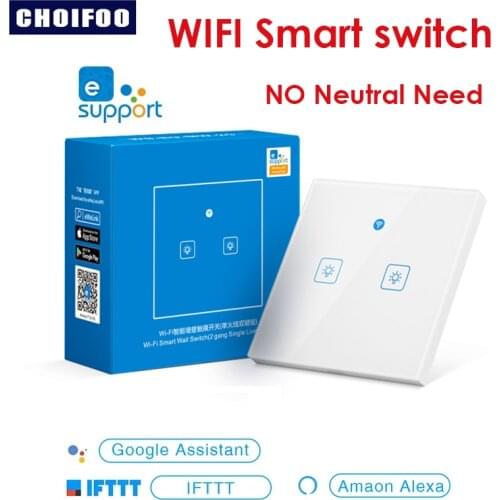 Smart Wifi Touch Wall Light Switch No Neutral Wire EWelink APP Remote Control Drive Works With Alexa Google Home UK Standard