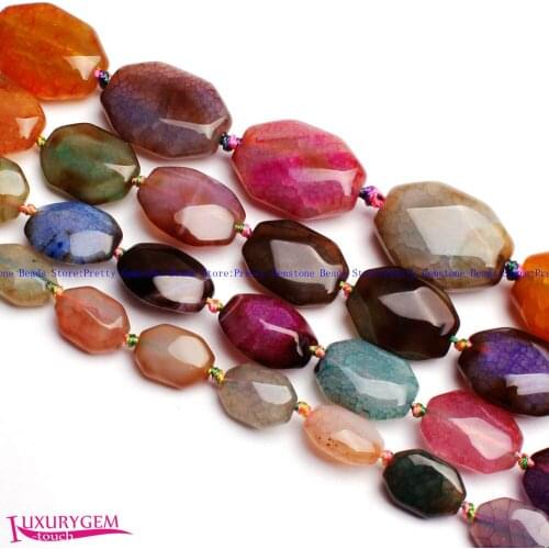 High Quality Multicolor Natural Cracked Agates Stone 10x14-18x25mm Faceted Rectangle Shape DIY Gems Loose Beads wj336