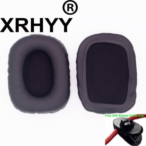 XRHYY Black Replacement Ear Pad Cushion Earpads Cover For Audio-Technica ATH-SQ5 ATH-SQ505 Headphones + Free Rotate Cable Clip