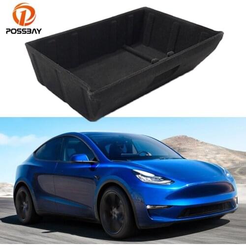 For Tesla Model Y 2021 Car Under Seat Storage Box Stowing High Capacity Organizer Case Felt Cloth Drawer Interior Accessories