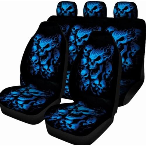 Aimaao Car Seat Protector Cover Flaming Blue Cool Skull Universal Fit for Cars Truck SUV Van For Toyota Avensis T25 Suzuki