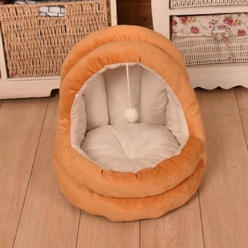 Yellow Pet Dog Cat Bed Dog Kennel Cage Puppy House With Toy Ball Warm Soft Pet Cushion Dog Kennel Cat Castle Outdoor/indoor