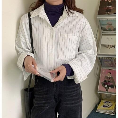 2021 Spring Female Shirts Women Striped Shirts Office Lady Clothes Women Shirts Solid Casual Fashion Long Sleeves Blusas 6703